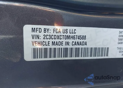 2021 Dodge Charger R/T Rwd z USA, uszkodzony, nr VIN 2C3CDXCT0MH674588